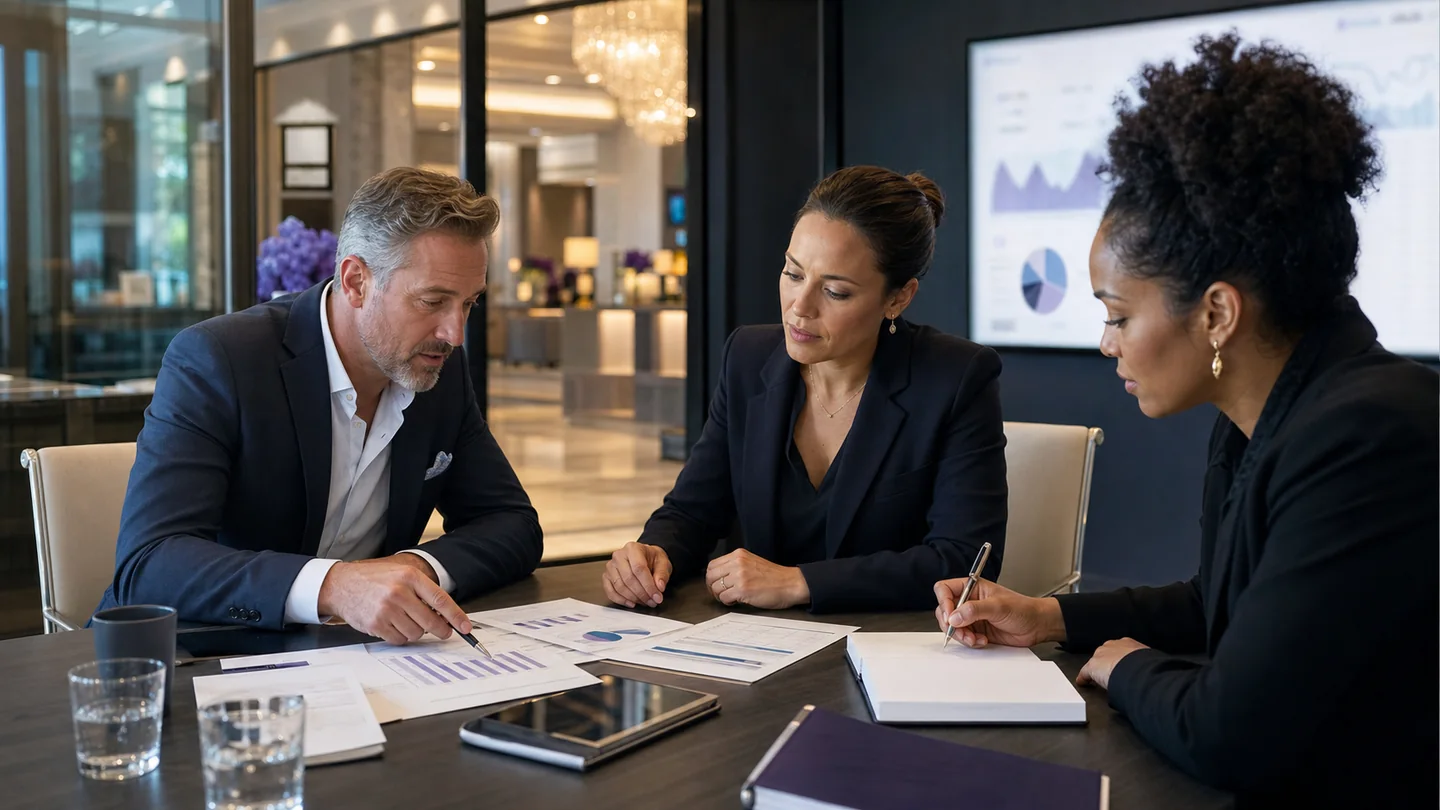 Hotel leadership team mapping connected technology and operational decisions